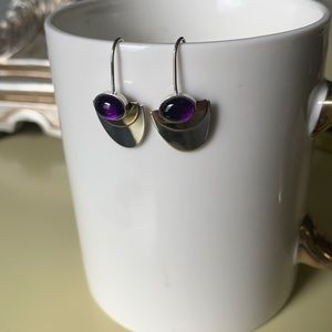 Beautiful Sterling Silver Earrings w purple stone